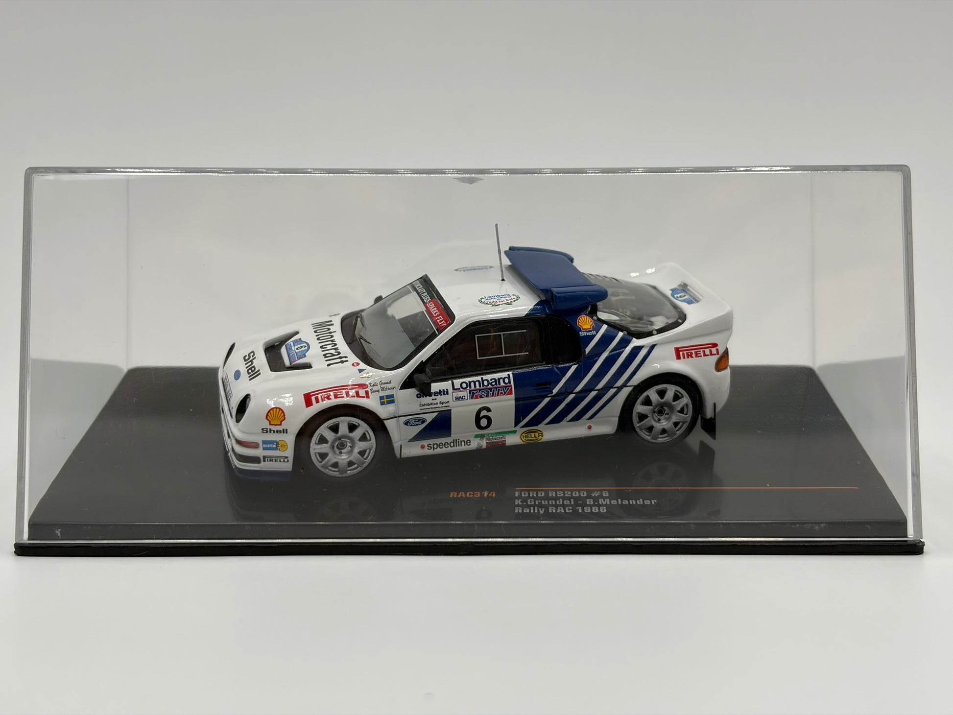 1/43 1986 Ford RS200 - RAC Rally - Grundel / Melander - IXO | Model Rally Car