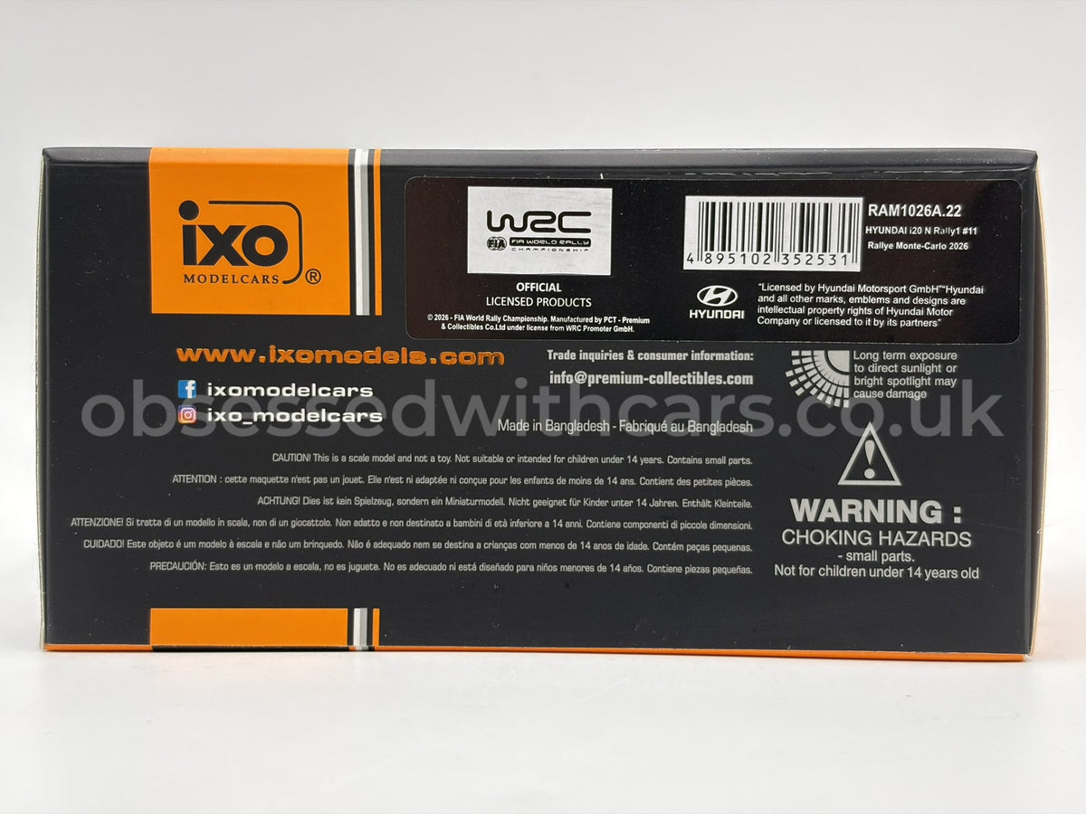 1/43 2026 Hyundai i20 N Rally1 - Rallye Monte Carlo- Neuville / Wydaeghe | Model Rally Car