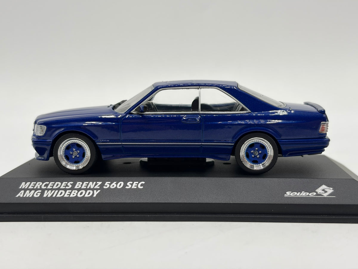 1/43 1990 Mercedes 560 SEC AMG Widebody - Linarite Blue Pearl - Solido | Model Car