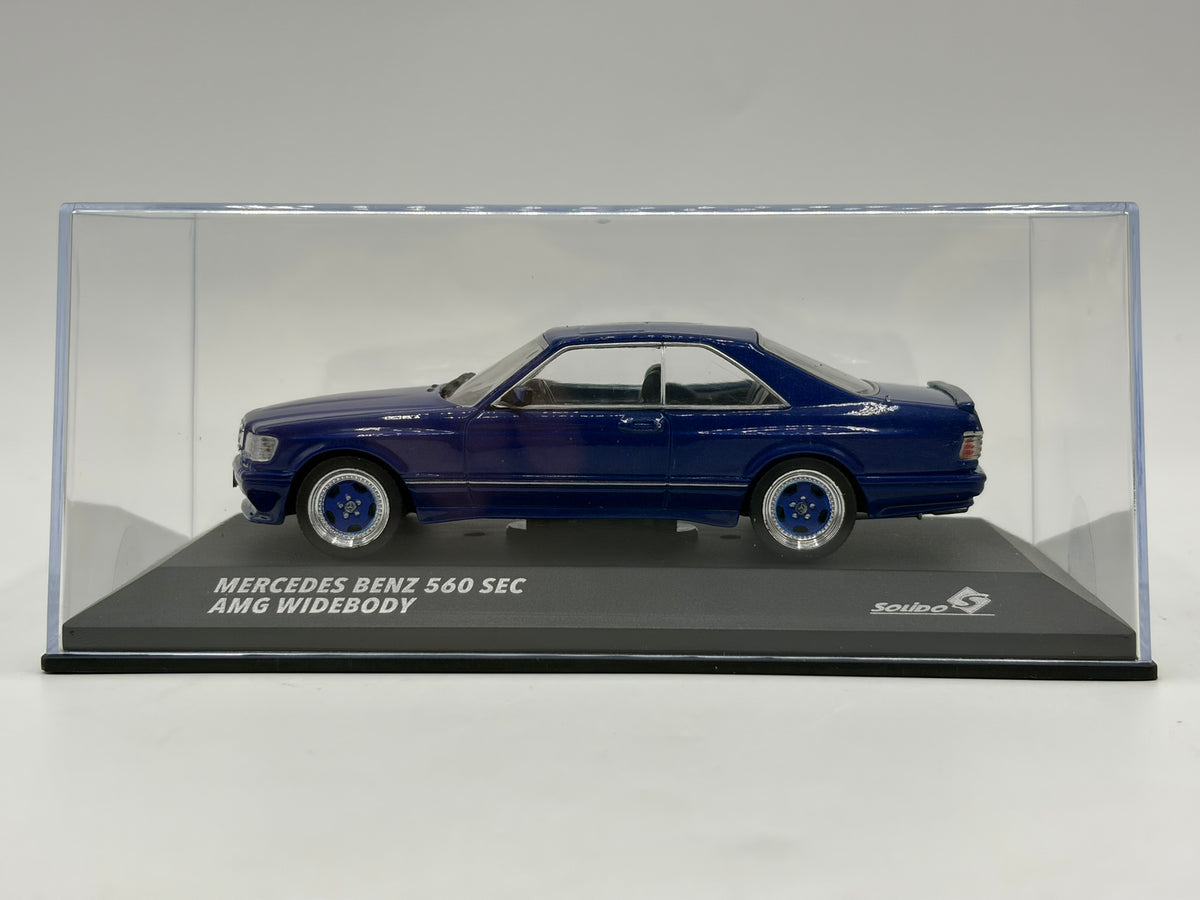 1/43 1990 Mercedes 560 SEC AMG Widebody - Linarite Blue Pearl - Solido | Model Car