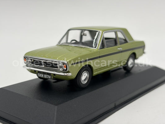 1/43 1970 Ford Cortina Mk2 Lotus - Fern Green - Corgi Vanguards | Model Car