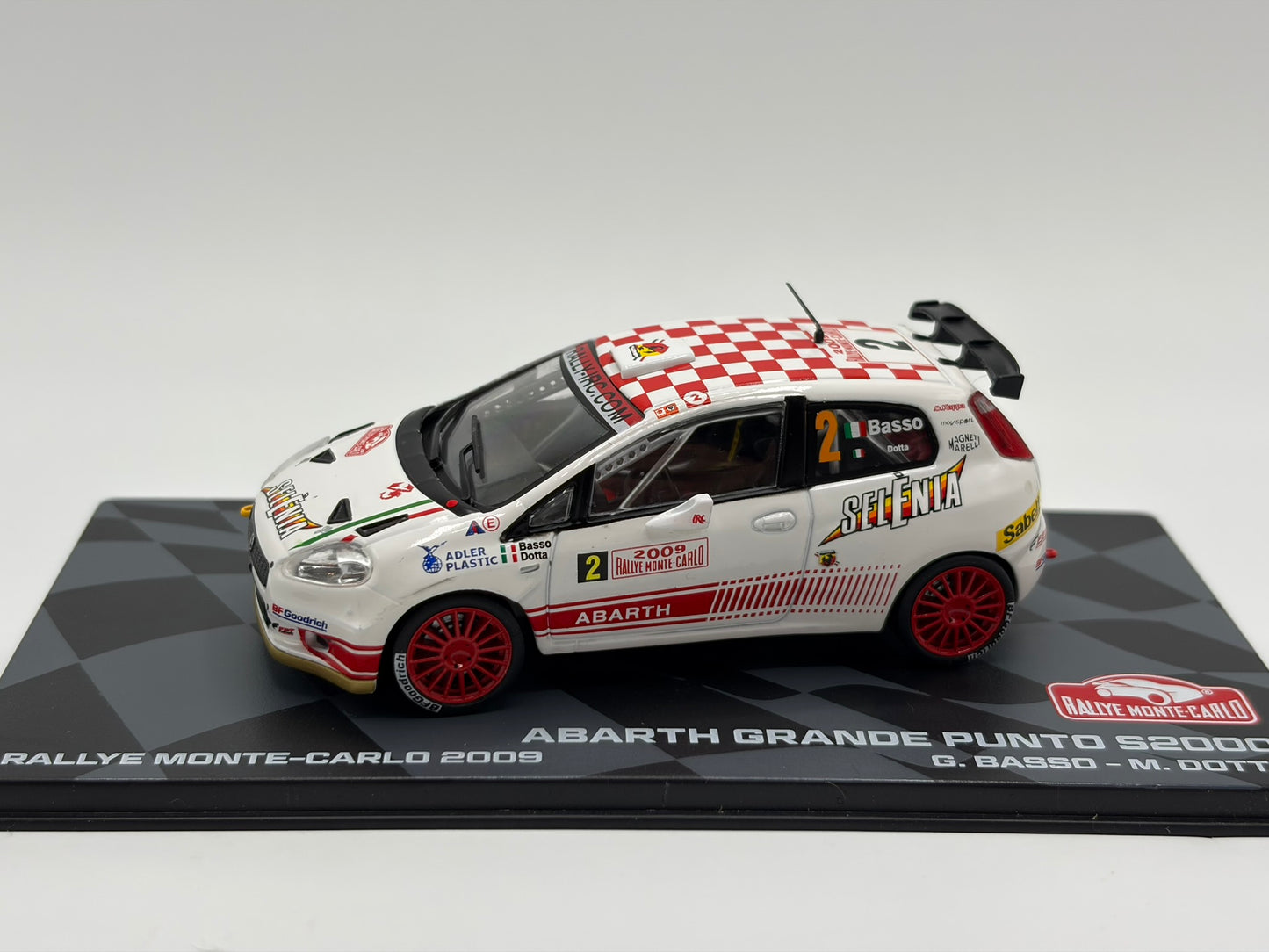 1/43 2009 Abarth Grande Punto - Monte Carlo Rally - Basso / Dotta | Model Rally Car