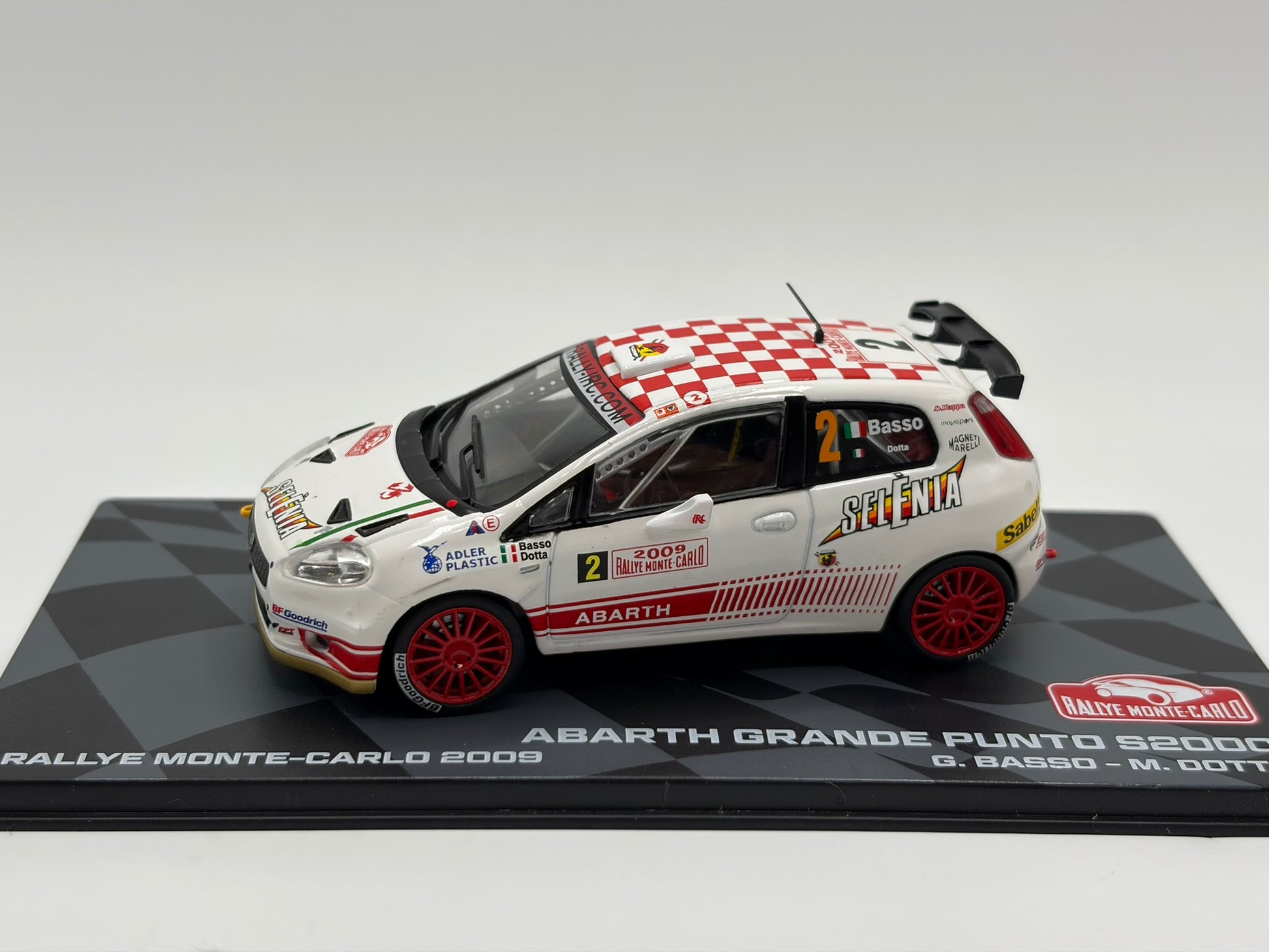 1/43 2009 Abarth Grande Punto - Monte Carlo Rally - Basso / Dotta | Model Rally Car