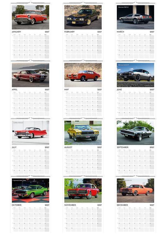 Muscle Cars Calendar 2027