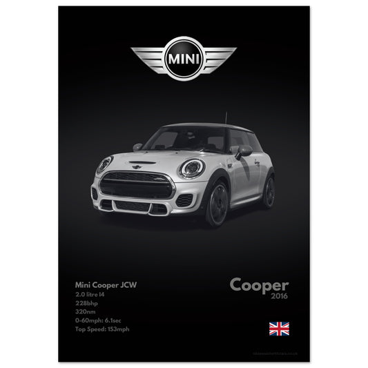 Mini Cooper JCW Poster - Monochrome Collection