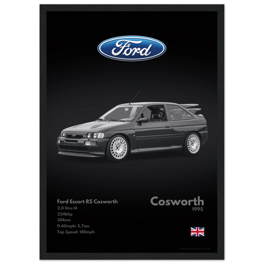 Ford Escort RS Cosworth Poster - Monochrome Collection