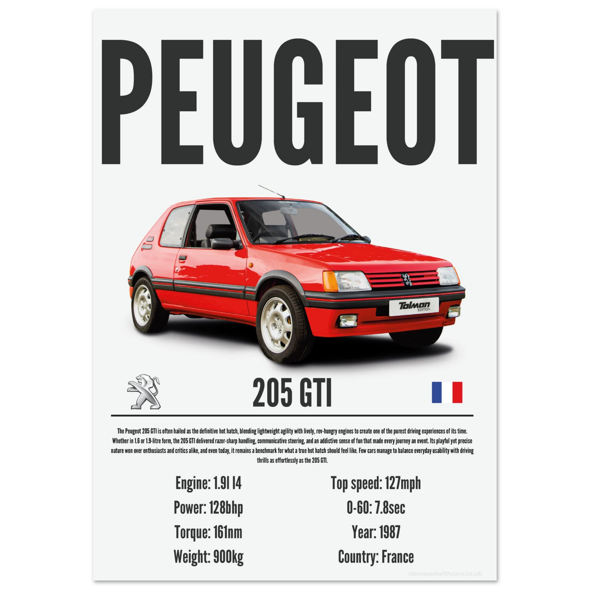 Peugeot 205 GTI Poster - Precision Collection