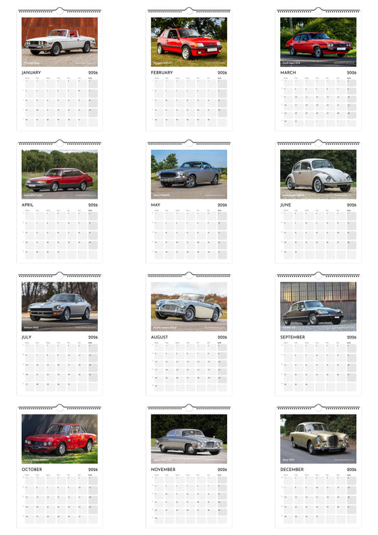 Classic Cars Calendar 2026