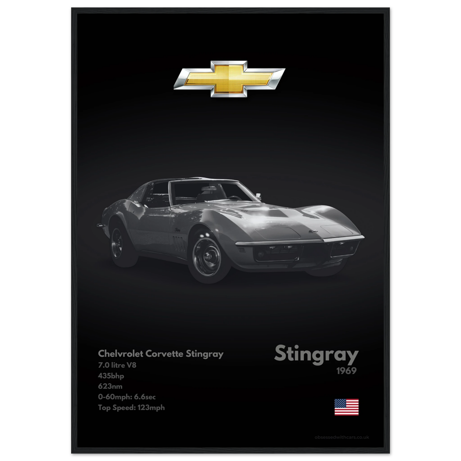 Corvette Stingray Poster - Monochrome Collection