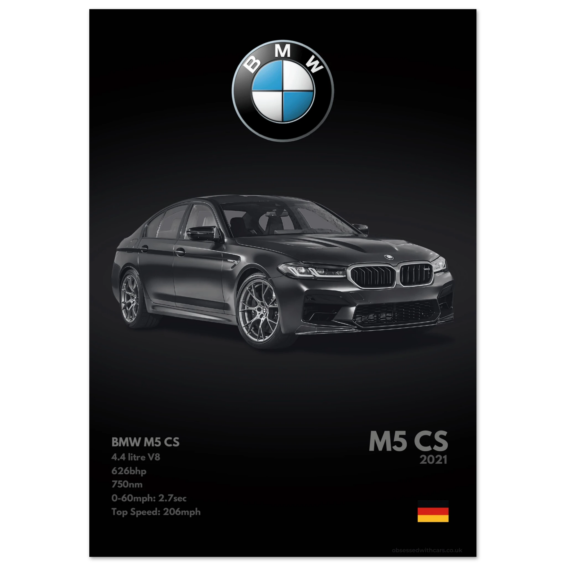 BMW M5 CS Poster - Monochrome Collection