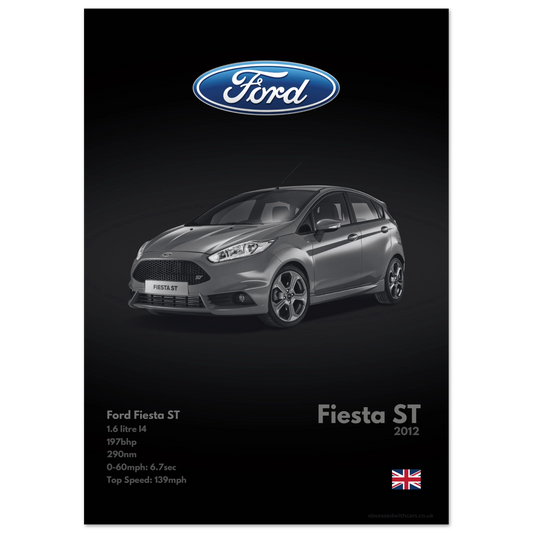 Ford Fiesta ST Poster - Monochrome Collection