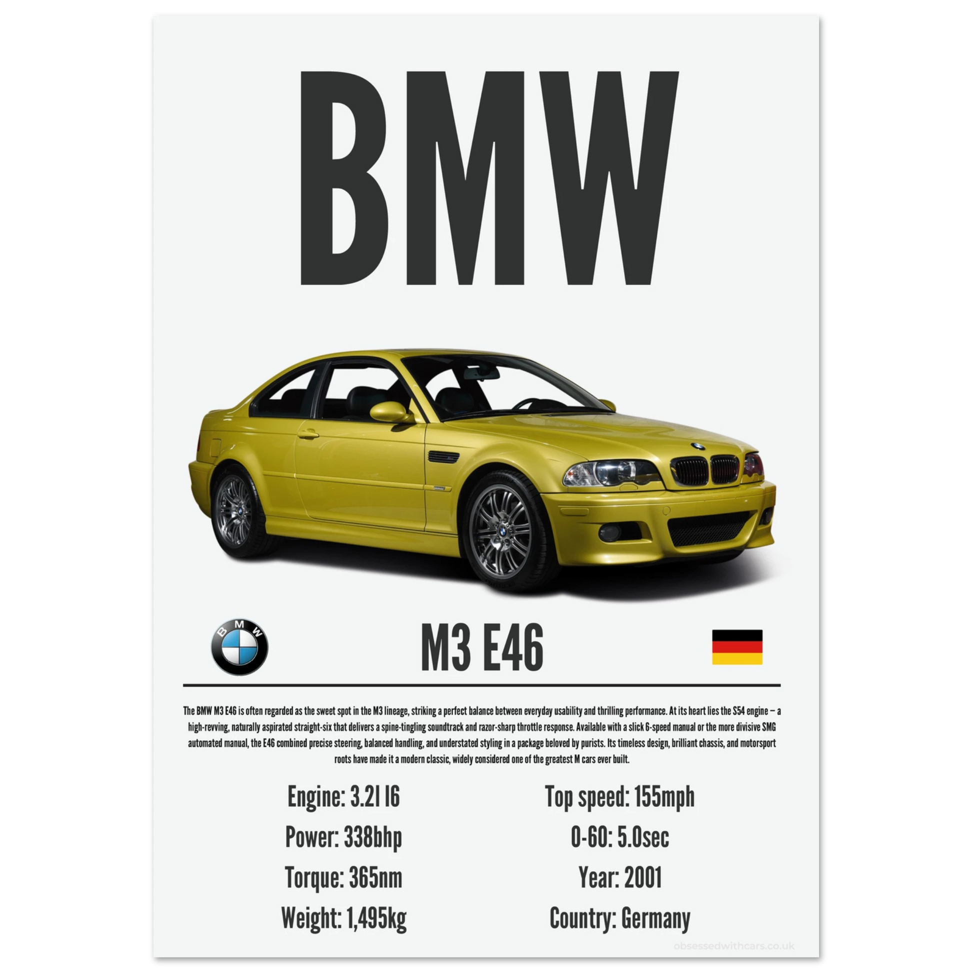 BMW M3 E46 Poster - Precision Collection
