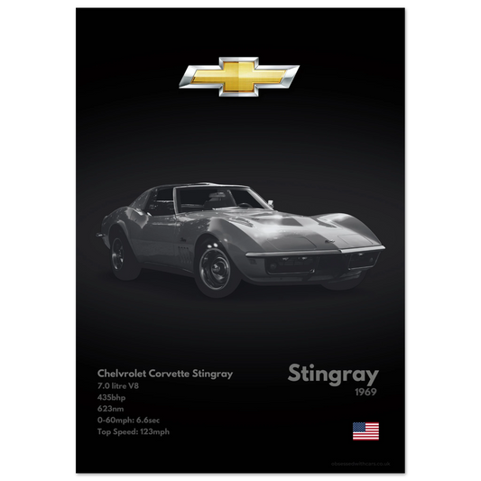 Corvette Stingray Poster - Monochrome Collection