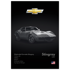 130 Corvette Stingray Poster - Monochrome Collection