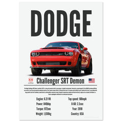 113 Dodge Challenger SRT Demon Poster - Precision Collection
