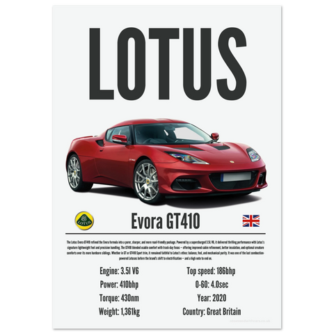 485 Lotus Evora GT410 Poster - Precision Collection
