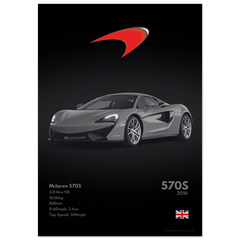 225 Mclaren 570S Poster - Monochrome Collection