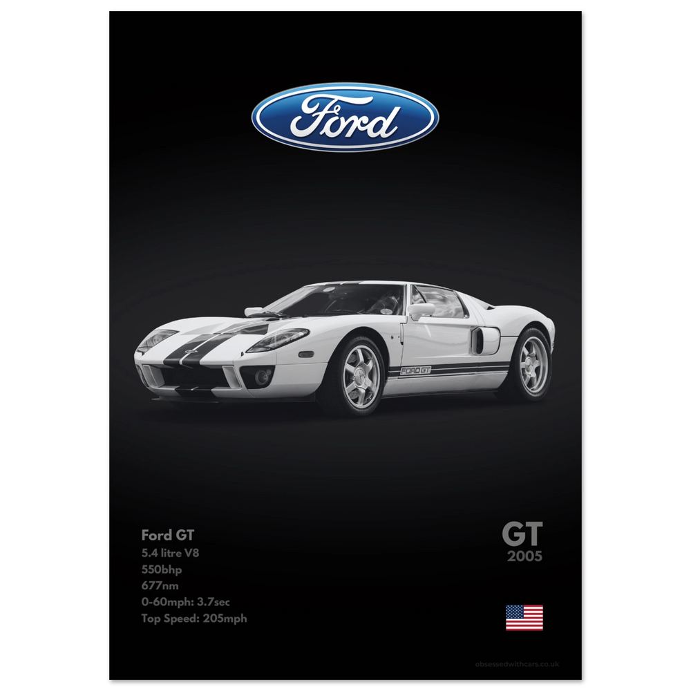 122 Ford GT Poster - Monochrome Collection