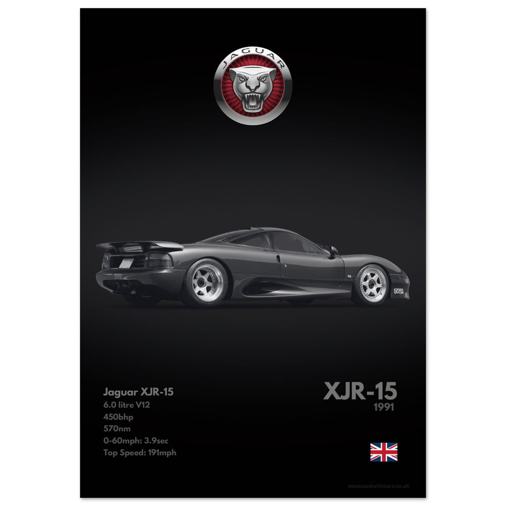 431 Jaguar XJR-15 Poster - Monochrome Collection