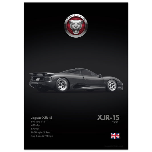 Jaguar XJR-15 Poster - Monochrome Collection
