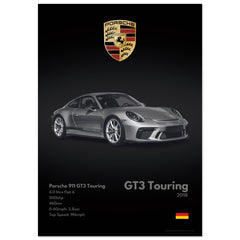 428 Porsche 911 GT3 Touring Poster - Monochrome Collection