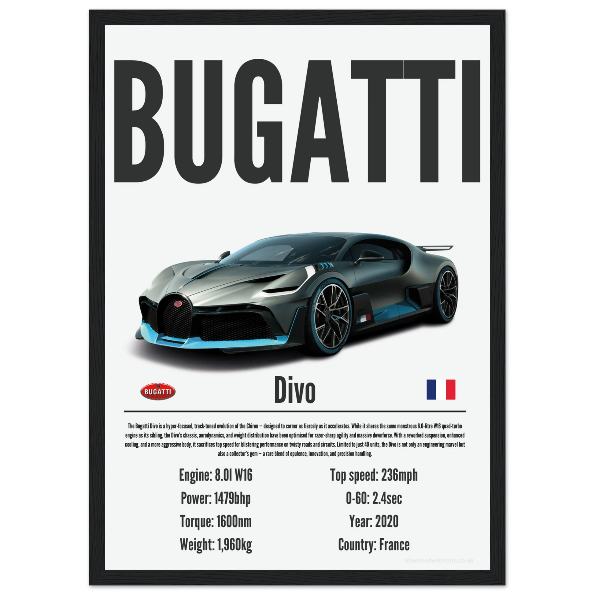 Bugatti Divo Poster - Precision Collection