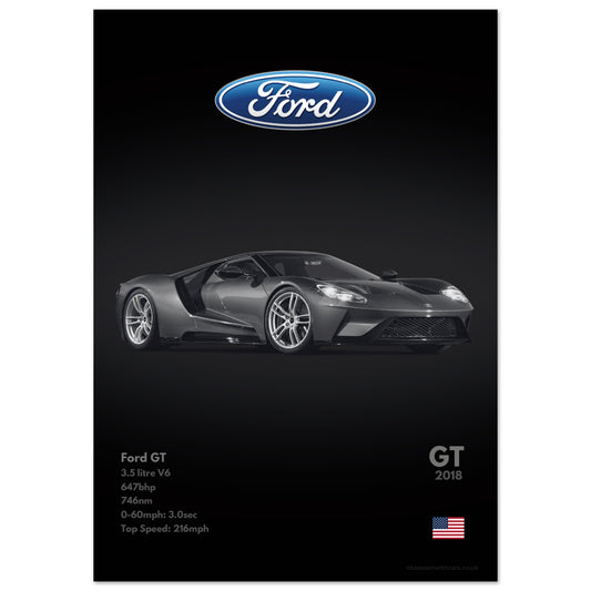 Ford GT Poster - Monochrome Collection