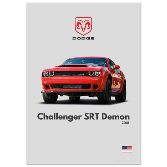 Dodge Challenger SRT Demon Poster - Minimalist Collection