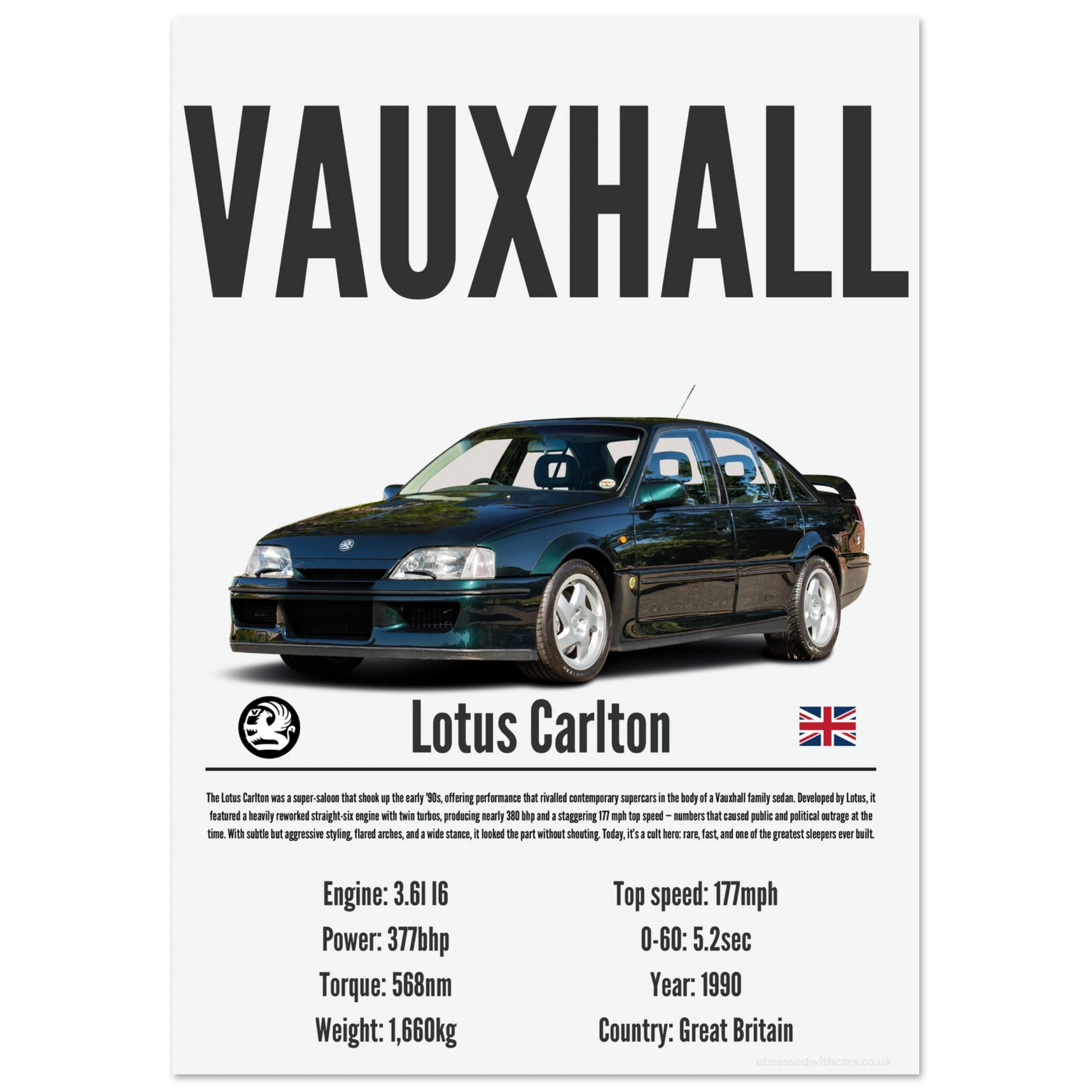 Vauxhall Lotus Carlton Poster - Precision Collection
