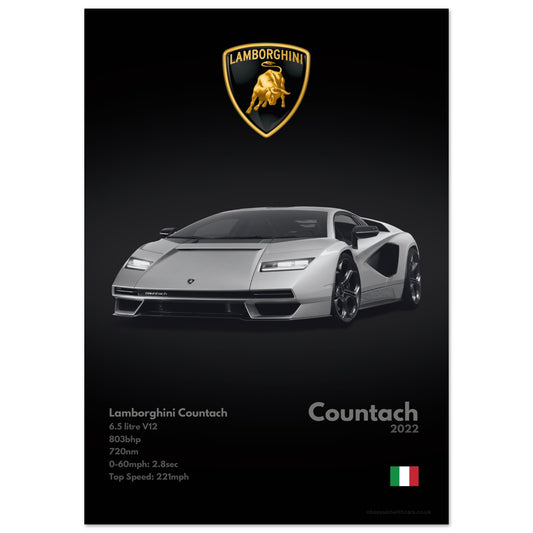 Lamborghini Countach Poster - Monochrome Collection