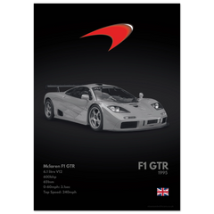 081 Mclaren F1 GTR Poster - Monochrome Collection