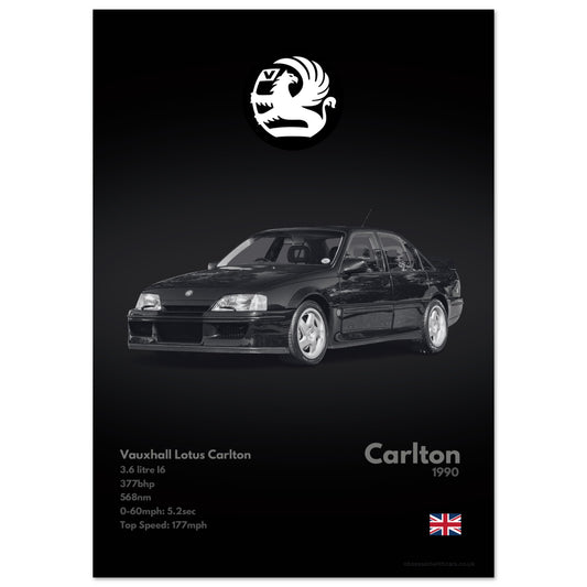 Vauxhall Lotus Carlton Poster - Monochrome Collection