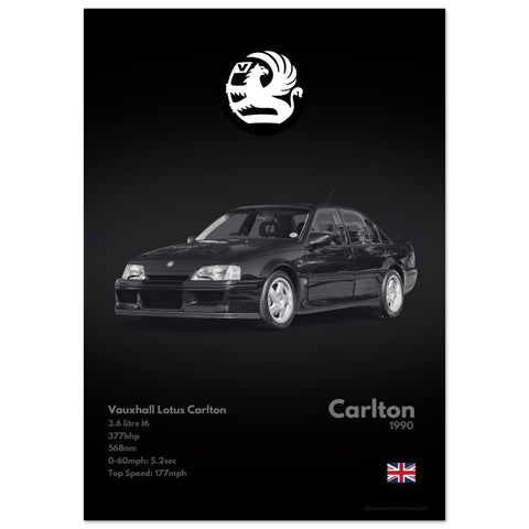 363 Vauxhall Lotus Carlton Poster - Monochrome Collection