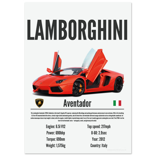 Lamborghini Aventador Poster - Precision Collection