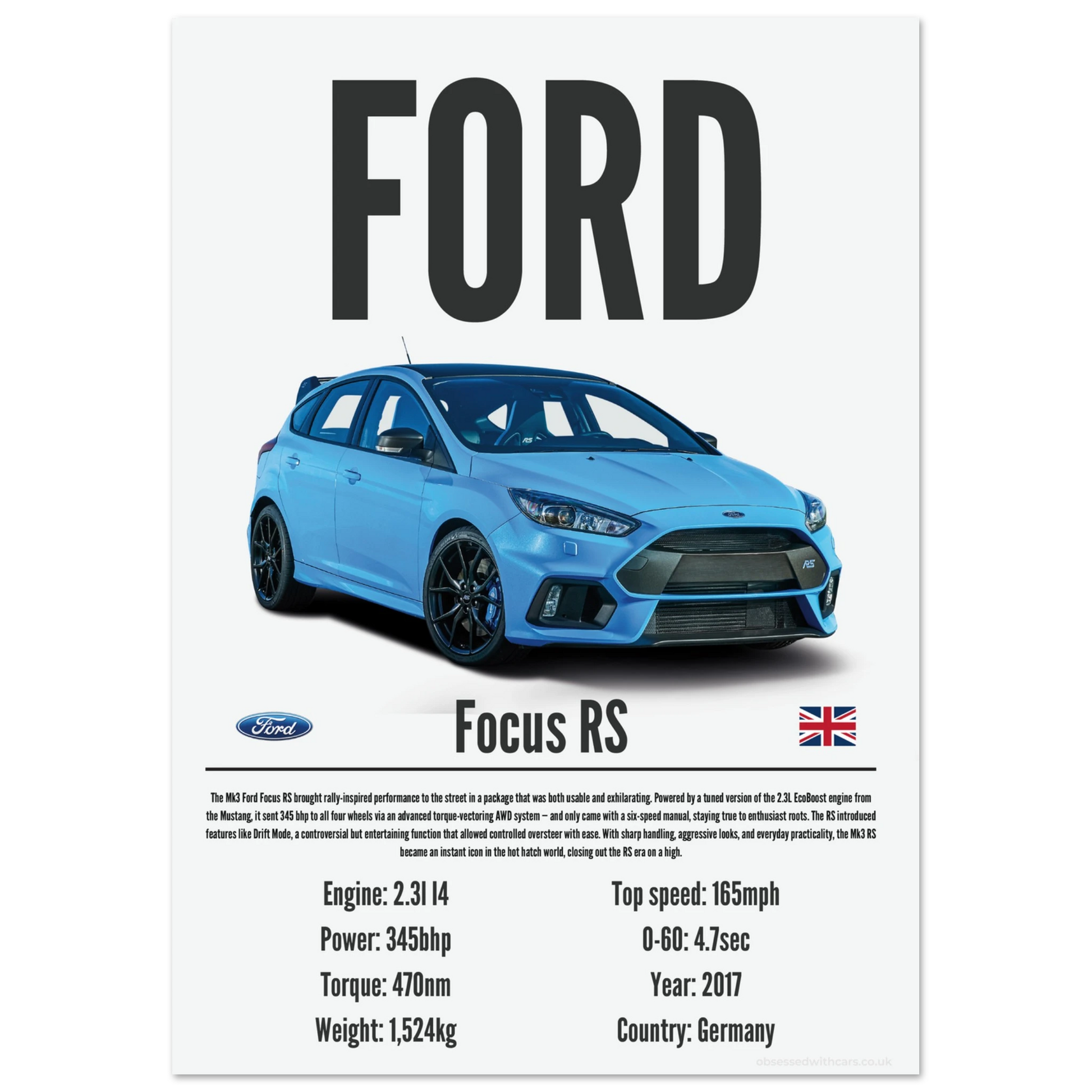 Ford Focus RS Poster - Precision Collection