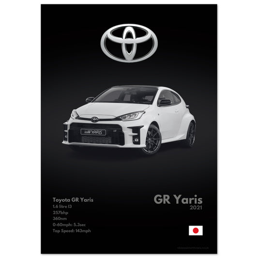 Toyota GR Yaris Poster - Monochrome Collection