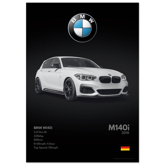 BMW M140i Poster - Monochrome Collection