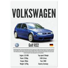 230 Volkswagen Golf R32 Poster - Precision Collection