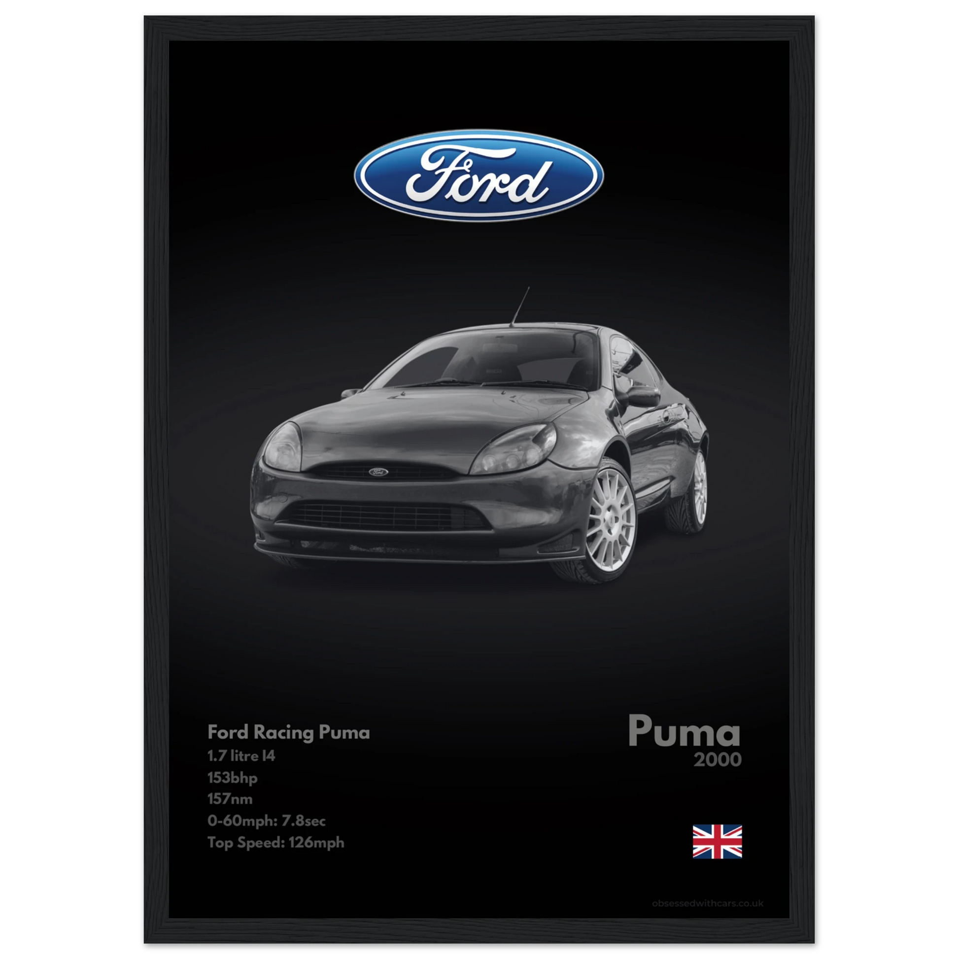 Ford Racing Puma Poster - Monochrome Collection