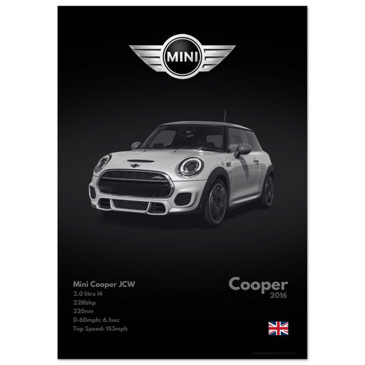 Mini Cooper JCW Poster - Monochrome Collection
