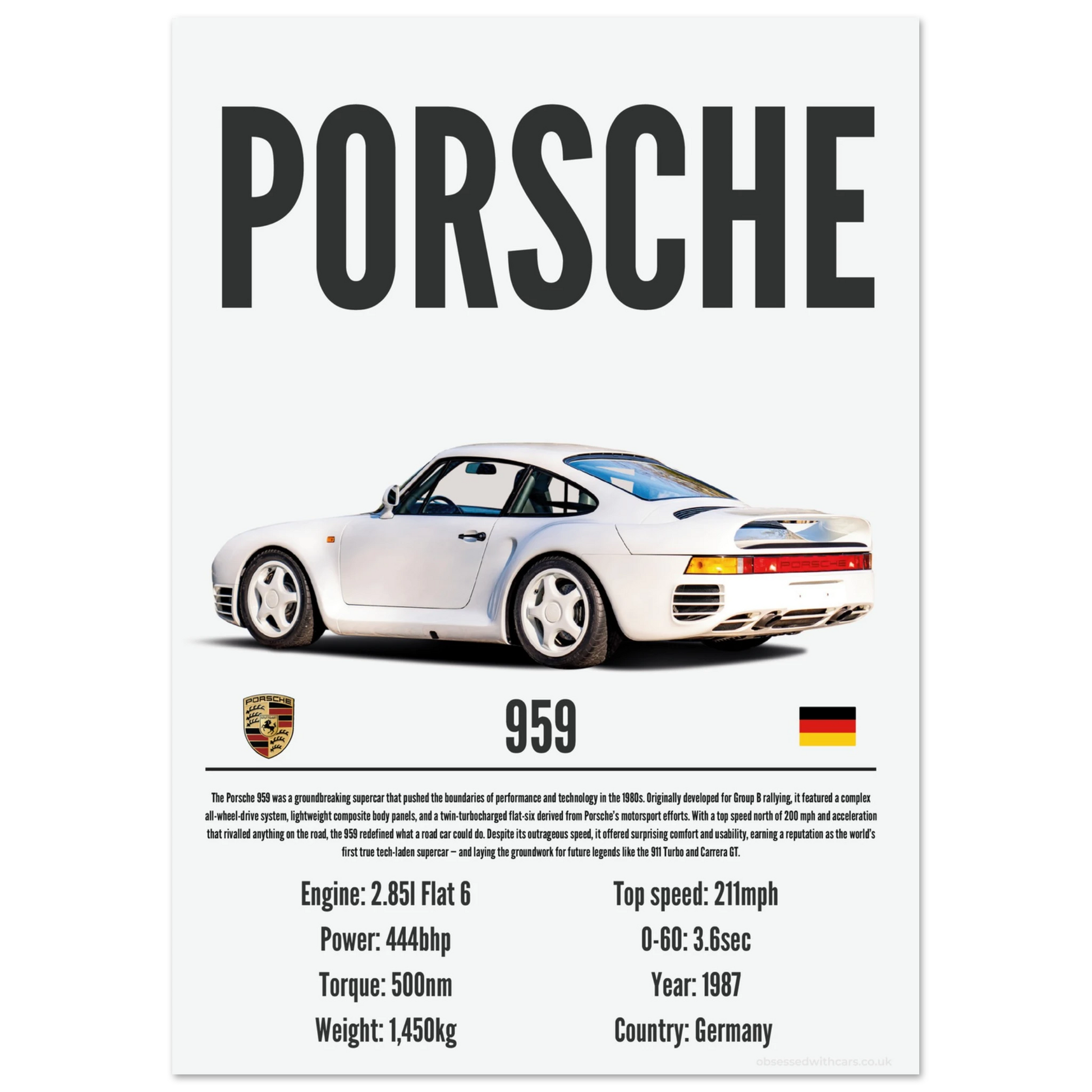 Porsche 959 Poster - Precision Collection