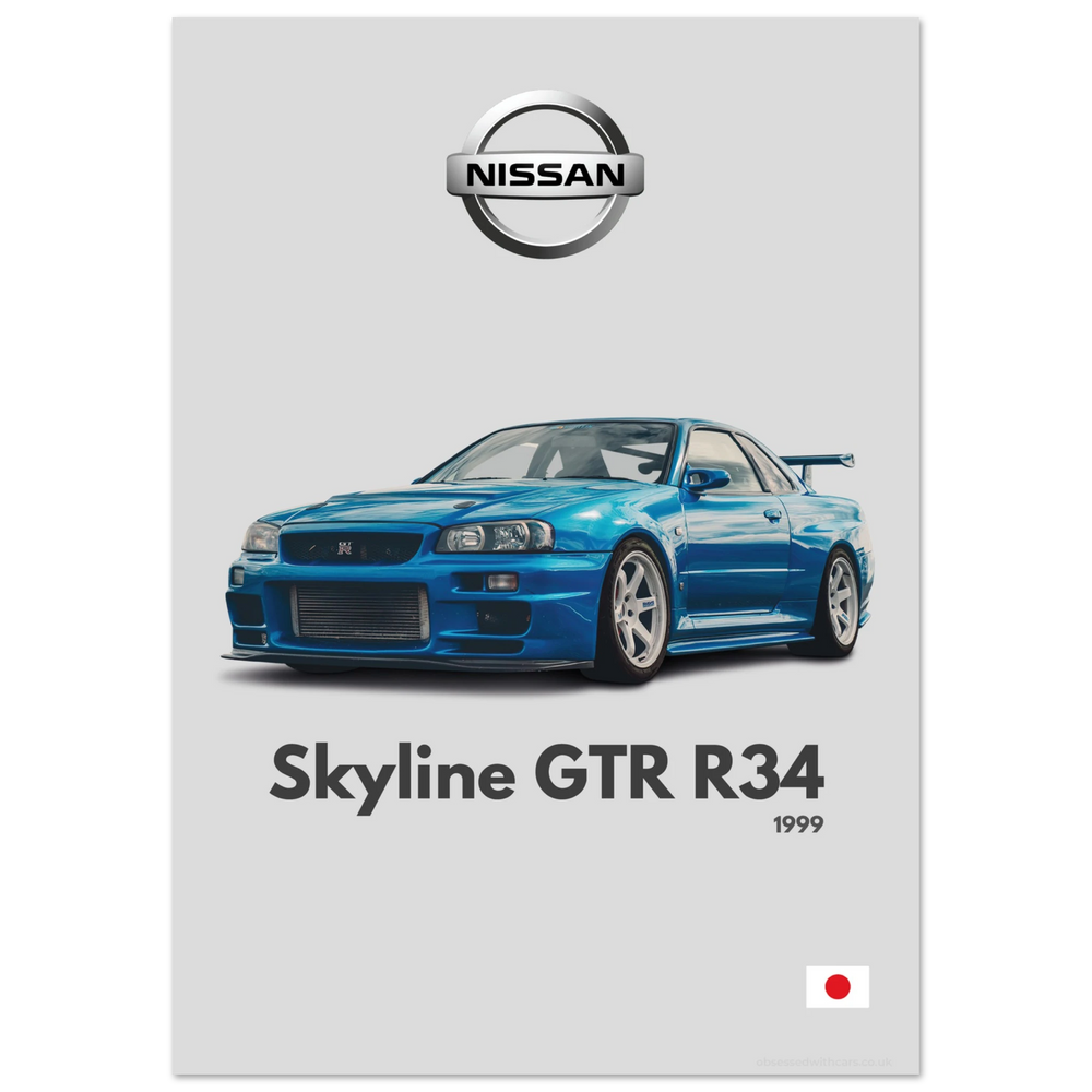 021 Nissan Skyline GTR R34 Poster - Minimalist Collection