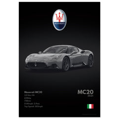 248 Maserati MC20 Poster - Monochrome Collection