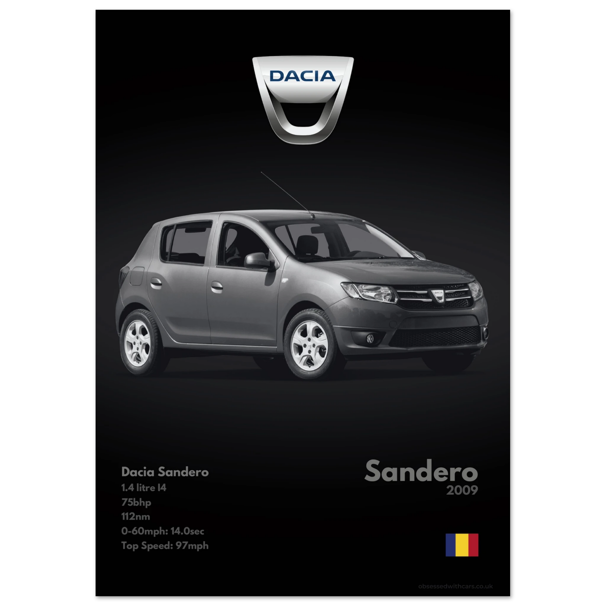 Dacia Sandero Poster - Monochrome Collection