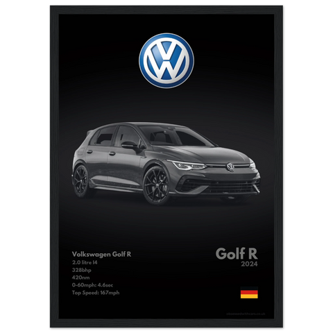 161 Volkswagen Golf R Poster - Monochrome Collection