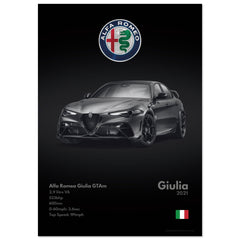 107 Alfa Romeo Giulia GTAm Poster - Monochrome Collection