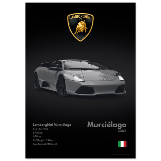 Lamborghini Murcielago Poster - Monochrome Collection