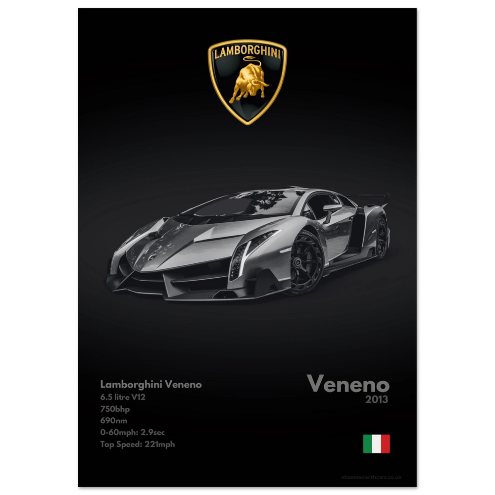 170 Lamborghini Veneno Poster - Monochrome Collection