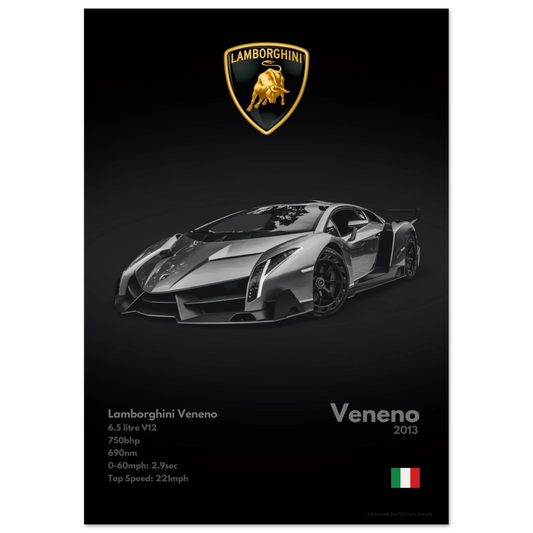 Lamborghini Veneno Poster - Monochrome Collection