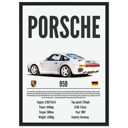 Porsche 959 Poster - Precision Collection